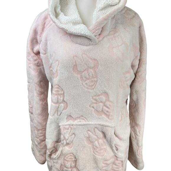 Disney Minnie Mouse Soft Pink Fleece Lounger Sherpa Hood Size Large - Picture 4 of 10
